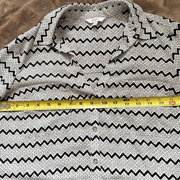 Candies Black/White Print Long Sleeve Button Down Blouse, Size M 100% Polyester - Picture 9 of 10